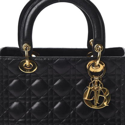 Christian Dior Lambskin Cannage Medium Lady Dior Black 9 of 10