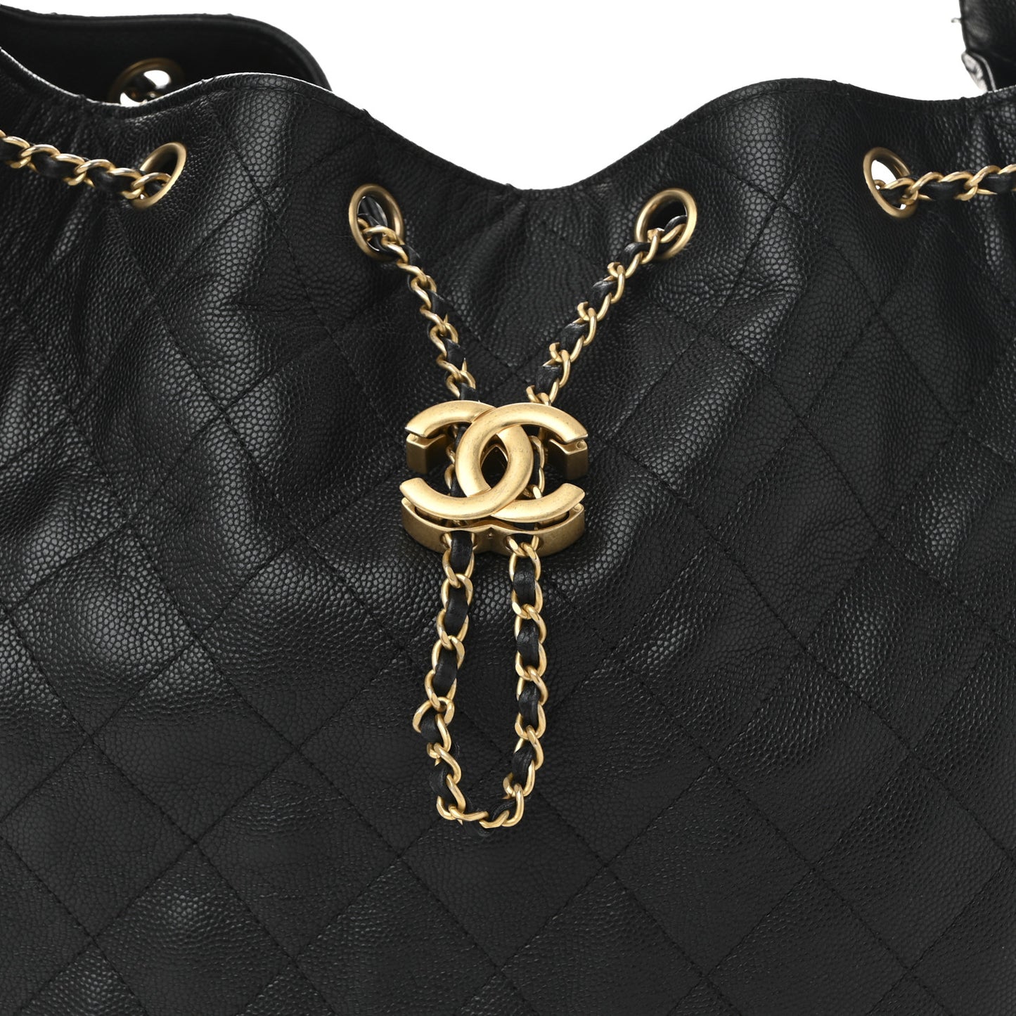 Caviar Quilted Medium Chanel 25 Handbag Black