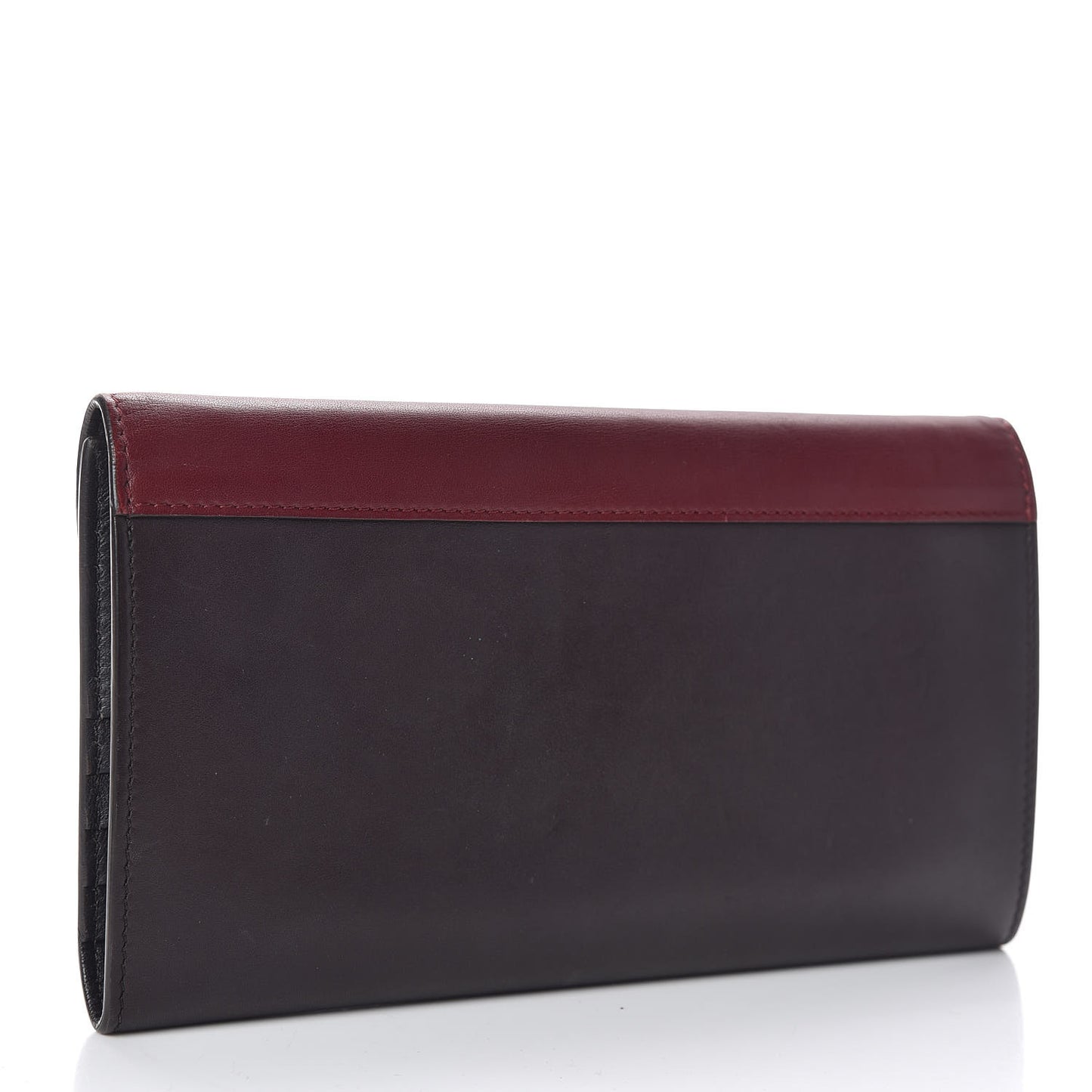 Smooth Calfskin Pocket Tri-Fold Multifunction Envelope Flap Wallet Dark Rust