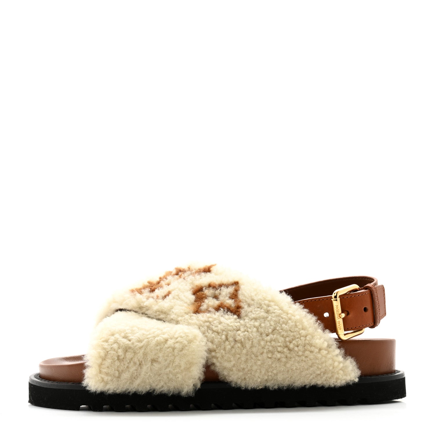 Louis Vuitton Shearling Paseo Flat Comfort Sandal 36.5 Nude 1 of 9