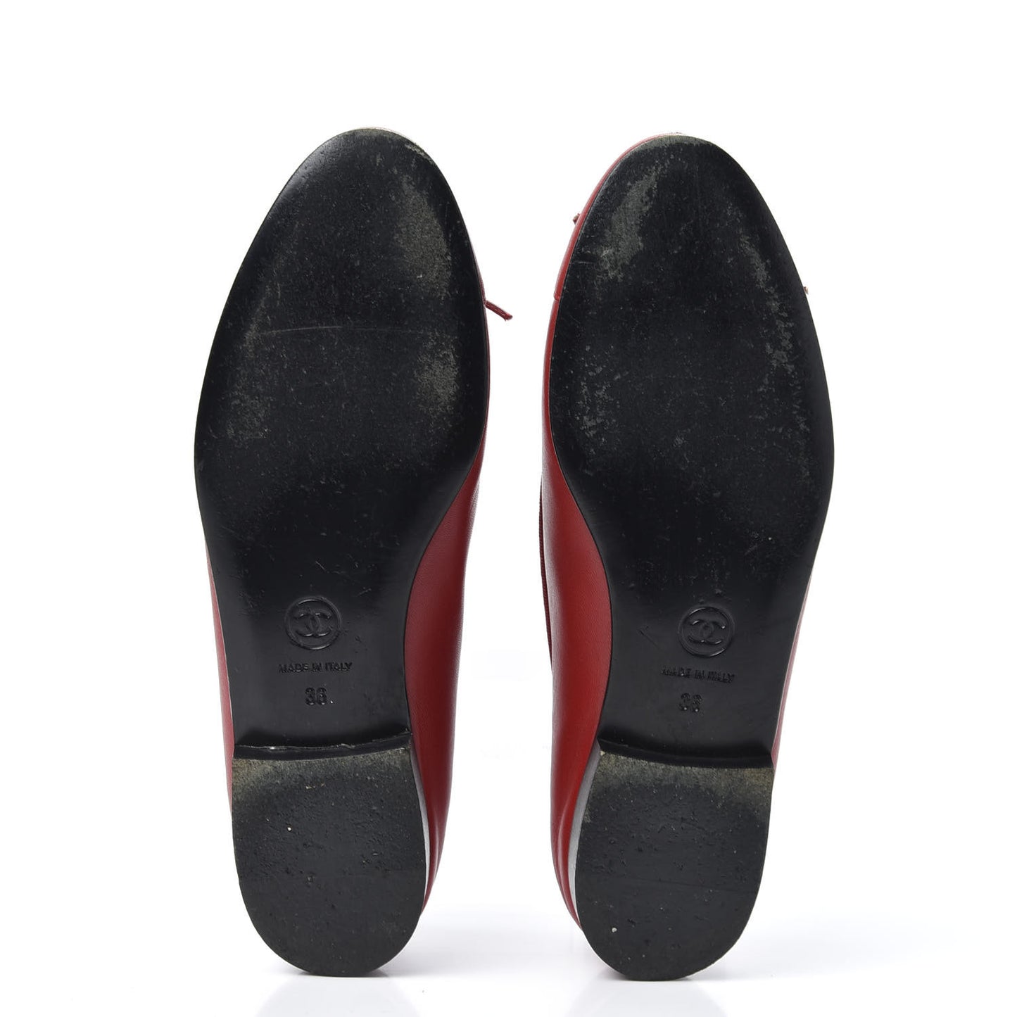 Lambskin Cap Toe Ballerina Flats 36 Red