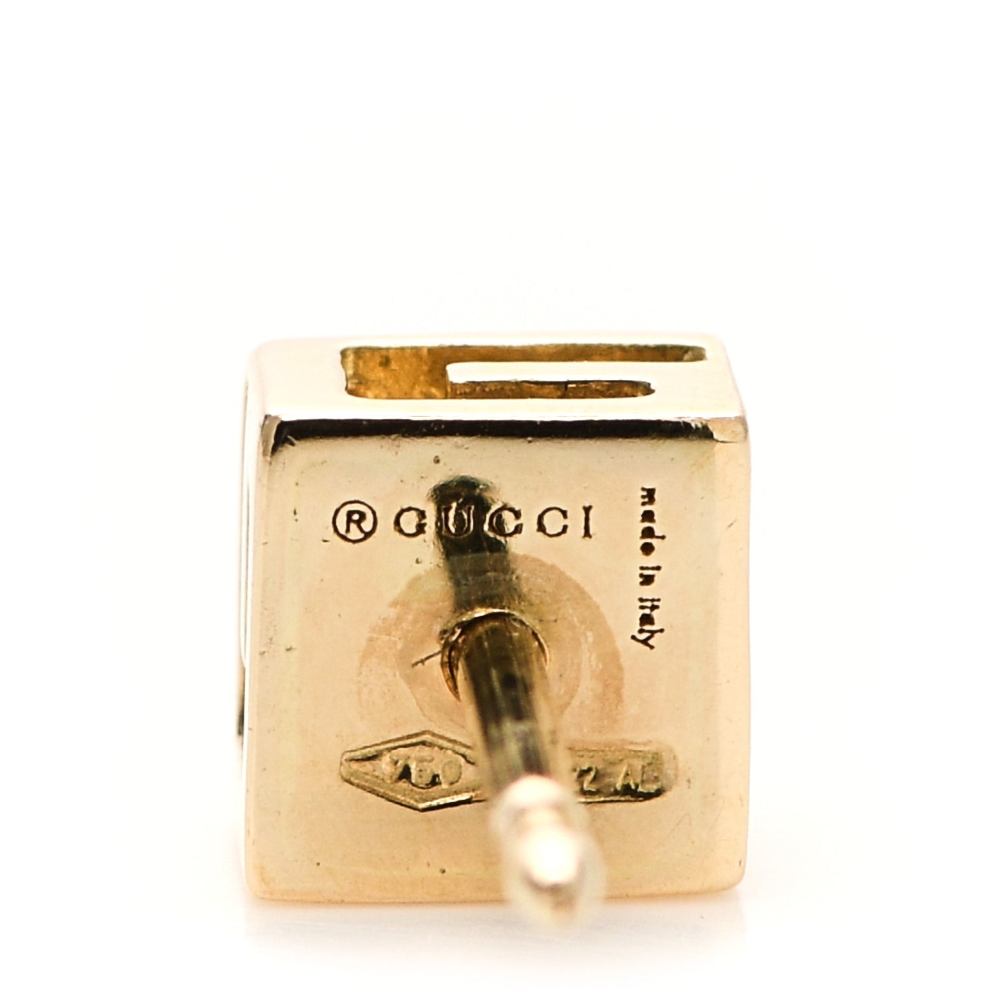 18K Yellow Gold Logo Cube Stud Earrings