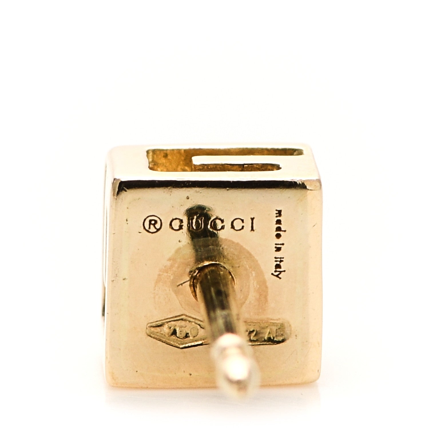 Gucci 18K Yellow Gold Logo Cube Stud Earrings 4 of 5