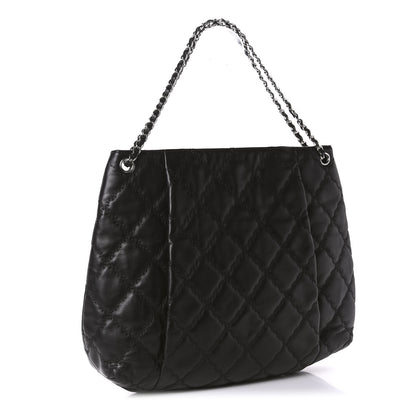 Chanel Calfskin Double Stitch Large Hamptons Shopping Tote Black 3 of 10