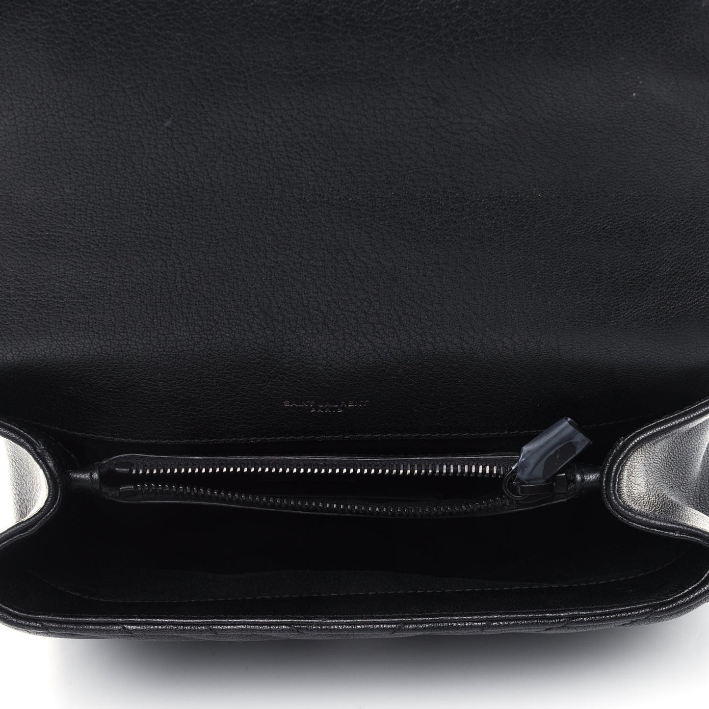 Sheepskin Matelasse Chevron Monogram Monochrome Medium College Bag Black