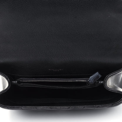 Saint Laurent Sheepskin Matelasse Chevron Monogram Monochrome Medium College Bag Black 4 of 4