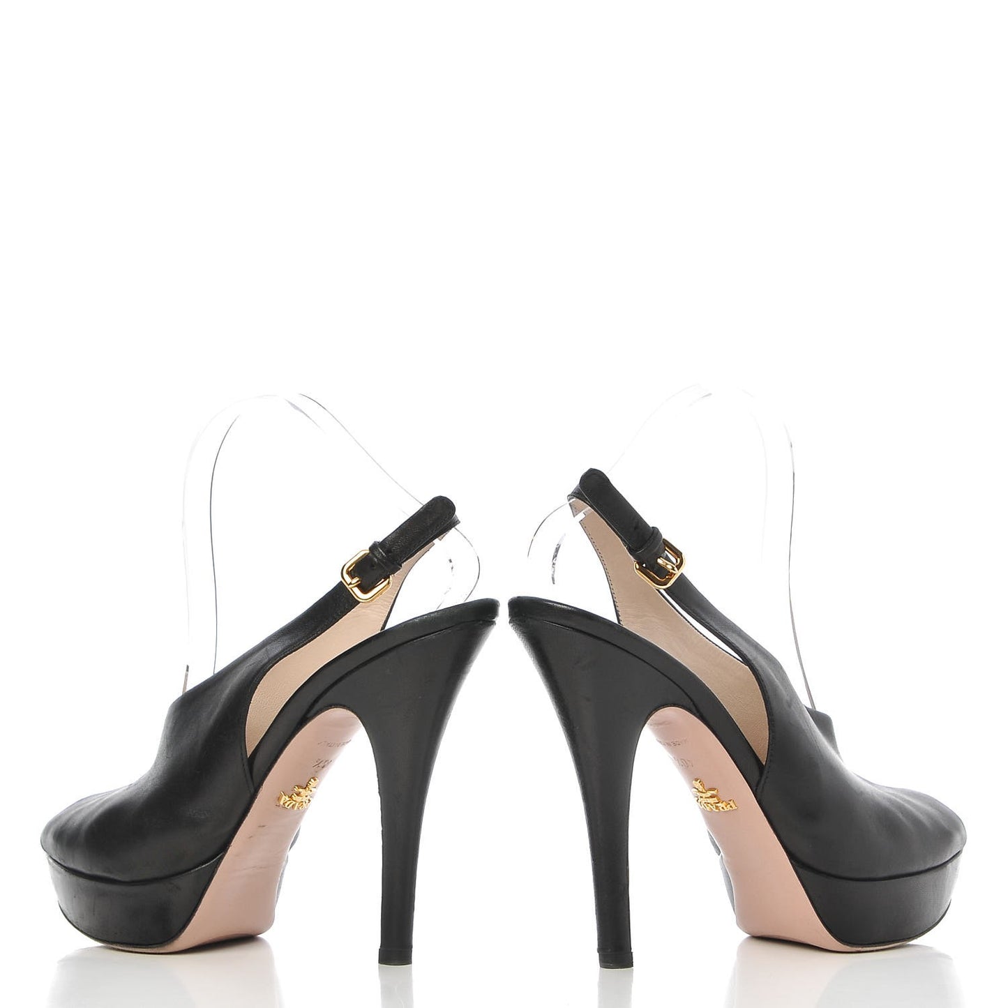 Nappa Peep Toe Slingback Pumps 40.5 Black