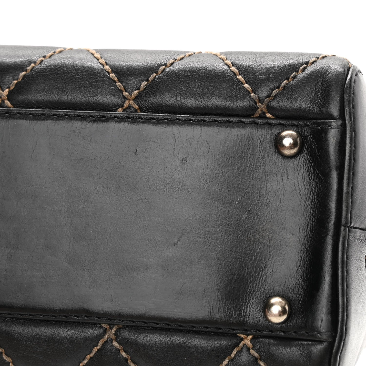 Chanel Calfskin Contrast Stitch Surpique Bowler Dark Brown 17 of 17