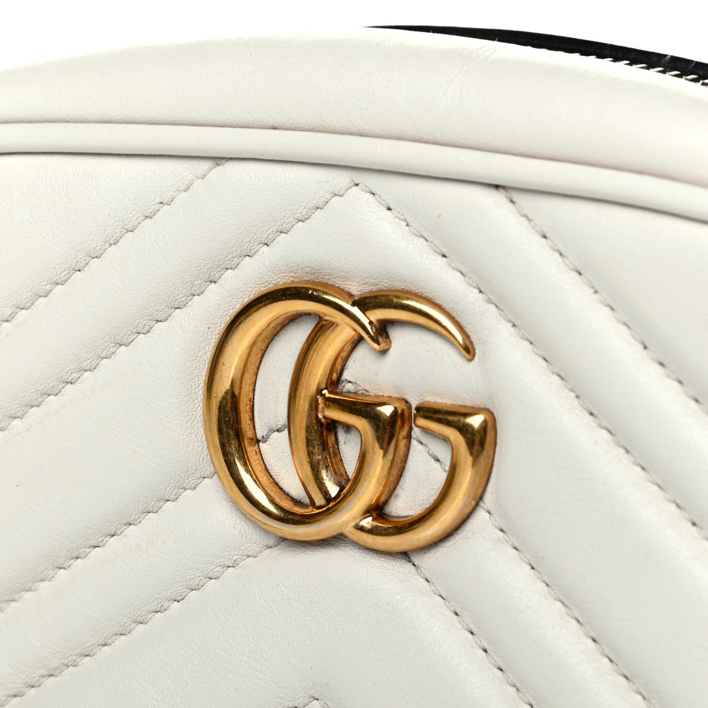Calfskin Matelasse Mini GG Marmont Chain Shoulder Bag White