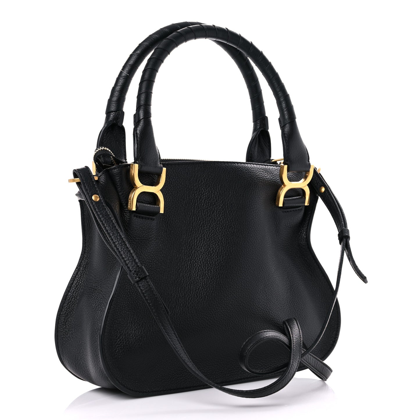 Calfskin Small Marcie Satchel Black