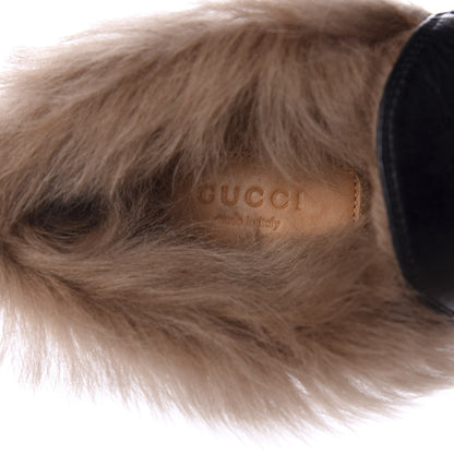 Gucci Malaga Kid Fur Womens Jordaan Loafers 36 Black Natural 7 of 9