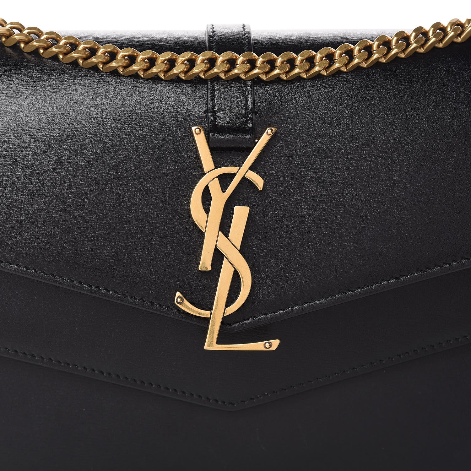 Saint Laurent Smooth Calfskin Monogram Sulpice Chain Wallet Black 8 of 10