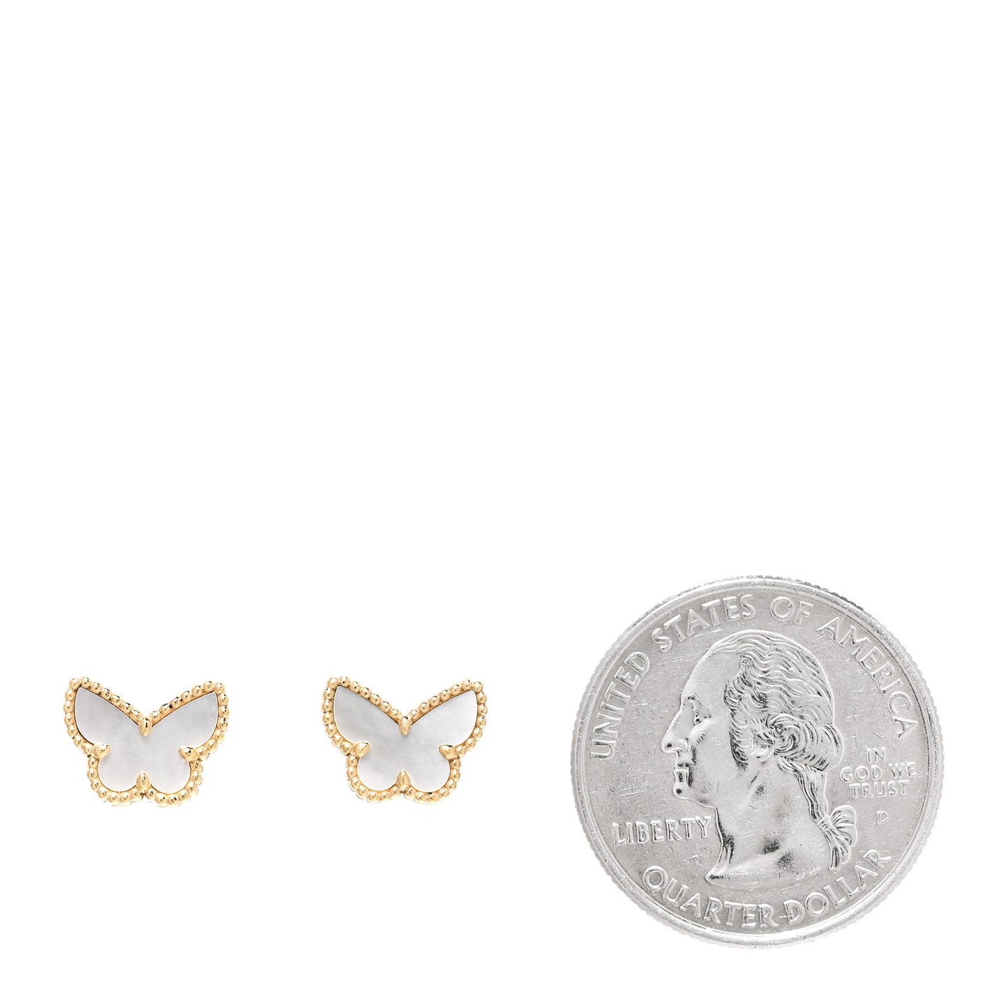 18K Yellow Gold Mother of Pearl Sweet Alhambra Butterfly Earrings