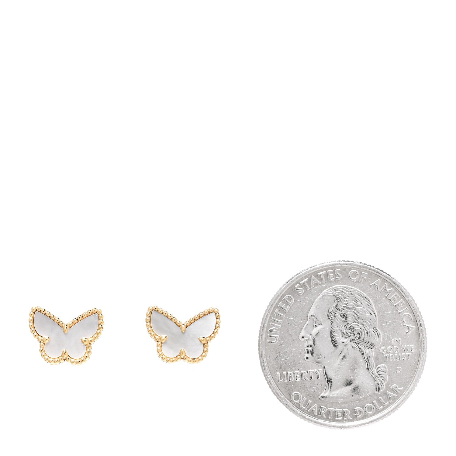 Van Cleef & Arpels 18K Yellow Gold Mother of Pearl Sweet Alhambra Butterfly Earrings 2 of 4