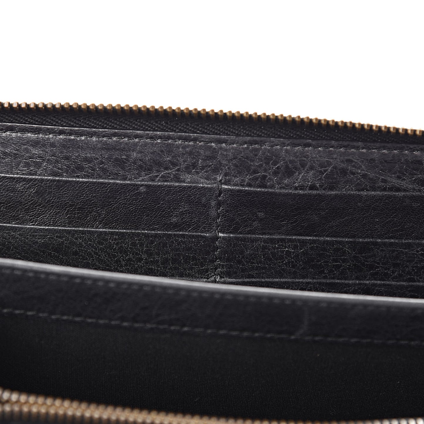 Agneau Classic Hardware Continental Zip Around Wallet Black