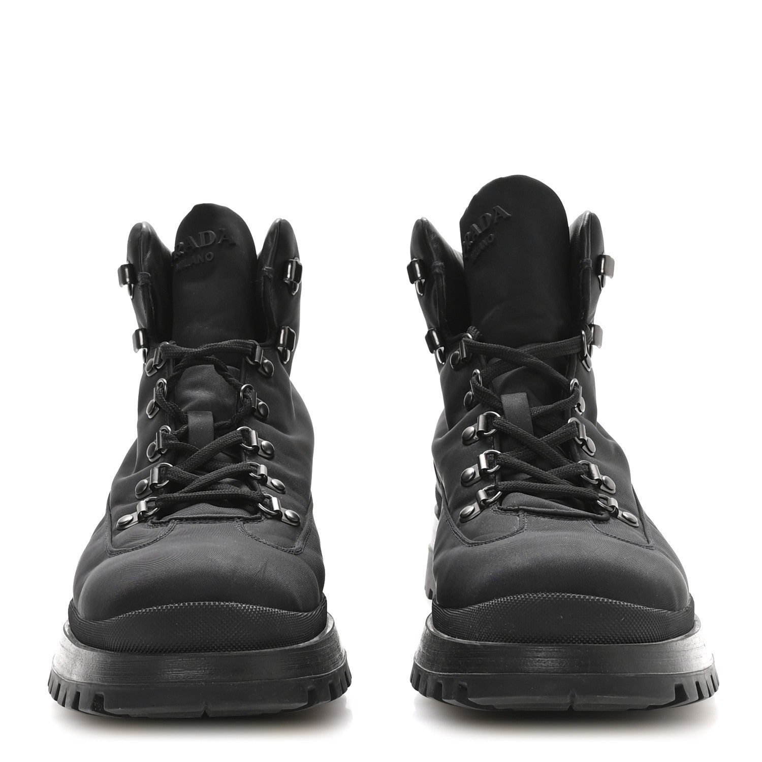 Prada Re-Nylon Gabardine Triangle Logo Brixxen Mens Hiking Boots 9.5 Black 3 of 9