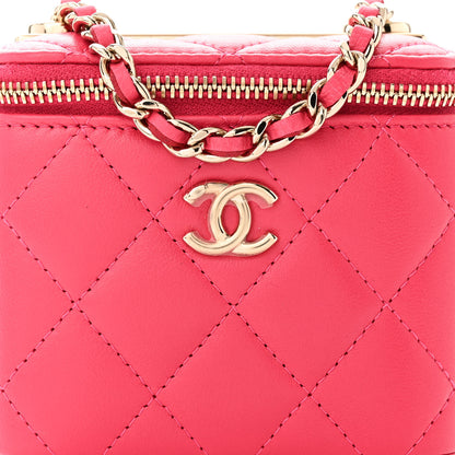 Chanel Lambskin Quilted Trendy Mini Vanity Case With Chain Dark Pink 8 of 11