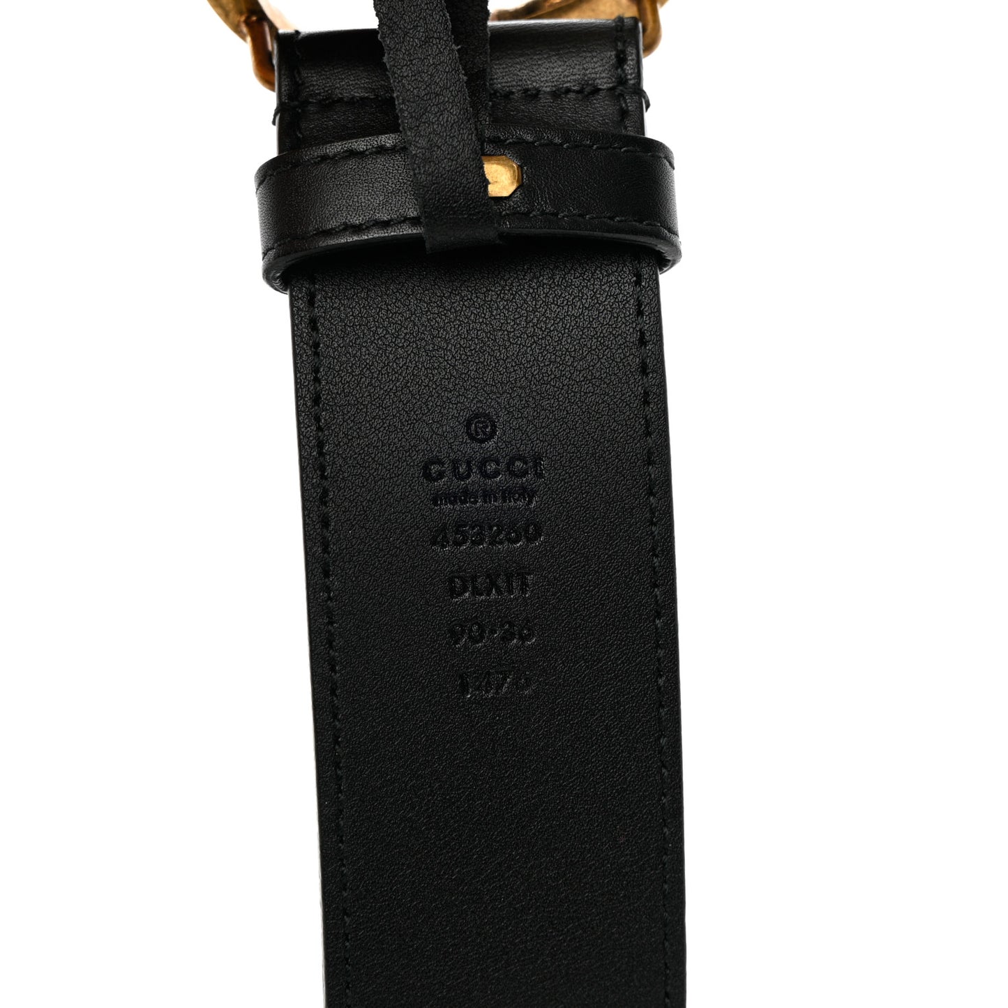 Moon Calfskin Pearl Double G 40mm Belt 90 36 Black Cream