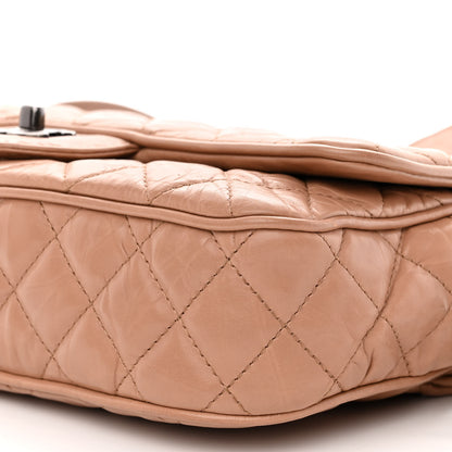 Chanel Crumpled Calfskin Quilted Medium Casual Rock Flap Beige 10 of 11