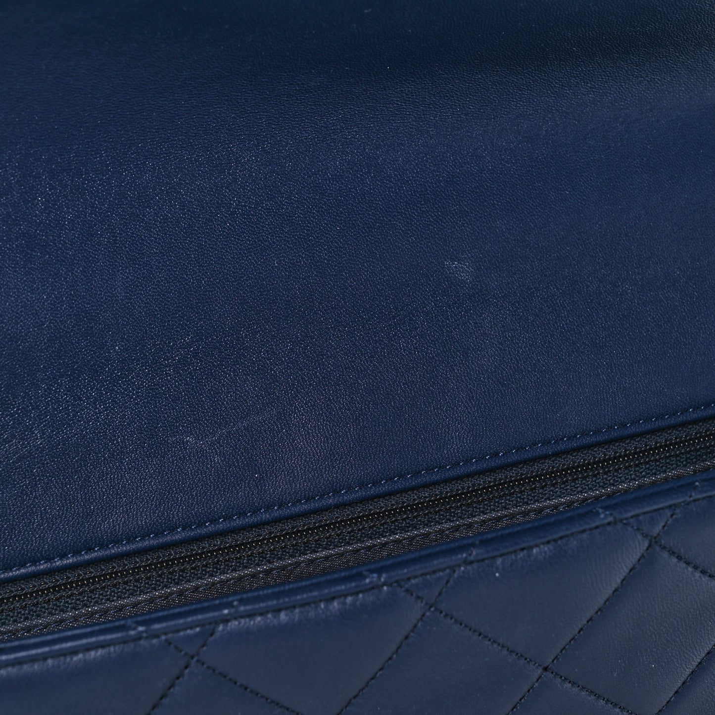 Lambskin Quilted Resin Bi-Color Chain Flap Bag Navy