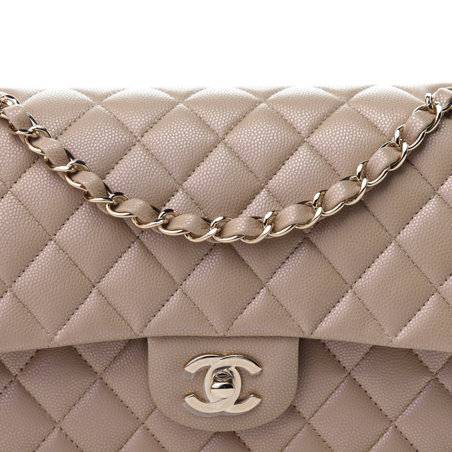 Chanel Iridescent Caviar Quilted Medium Double Flap Dark Beige 11 of 12