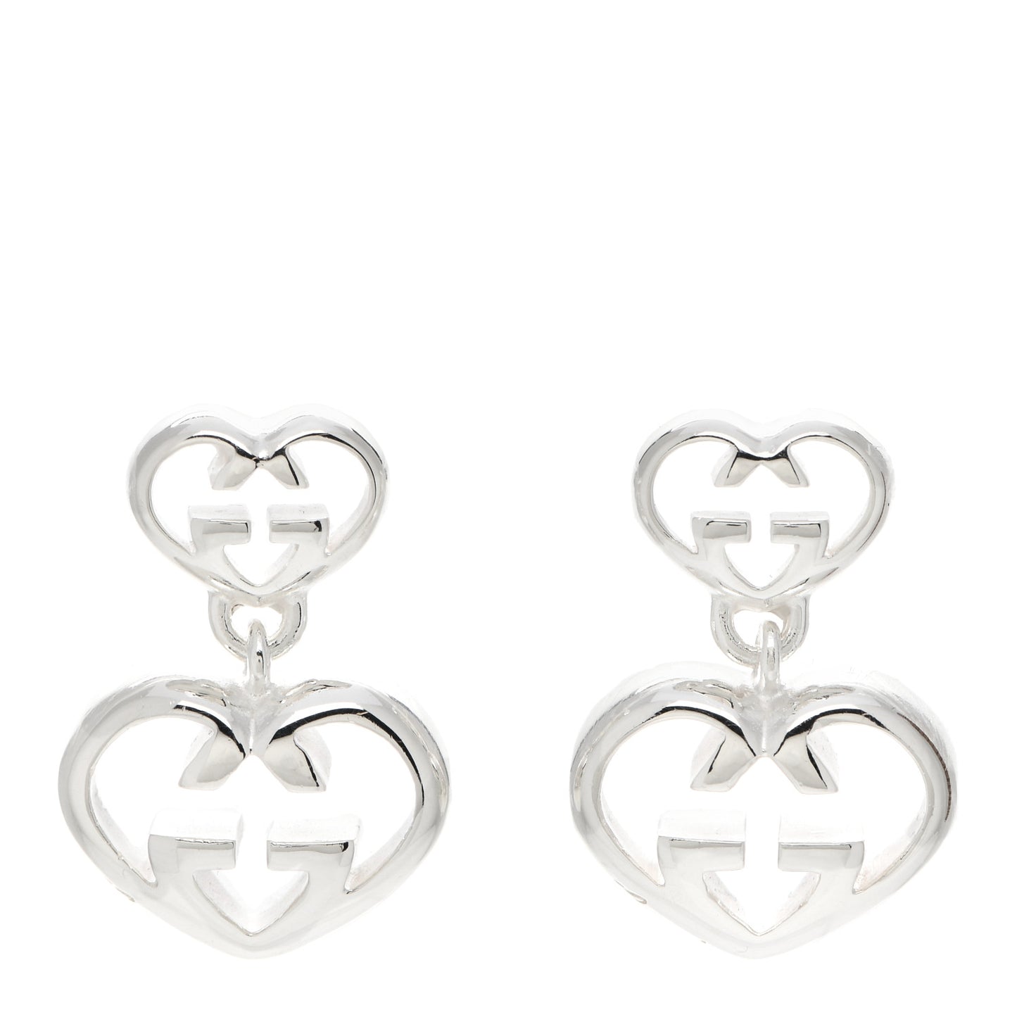 Sterling Silver Britt Double Heart Drop Earrings