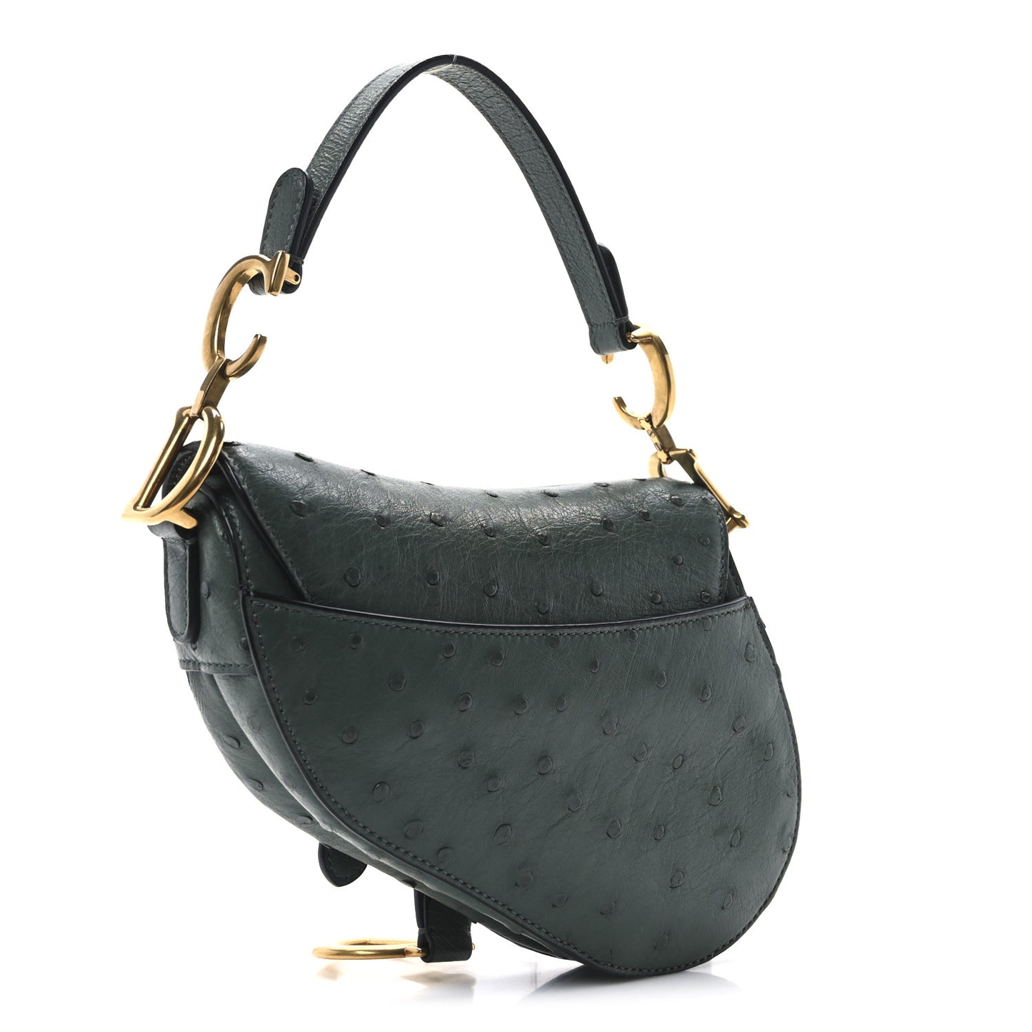 Ostrich Mini Saddle Bag Green