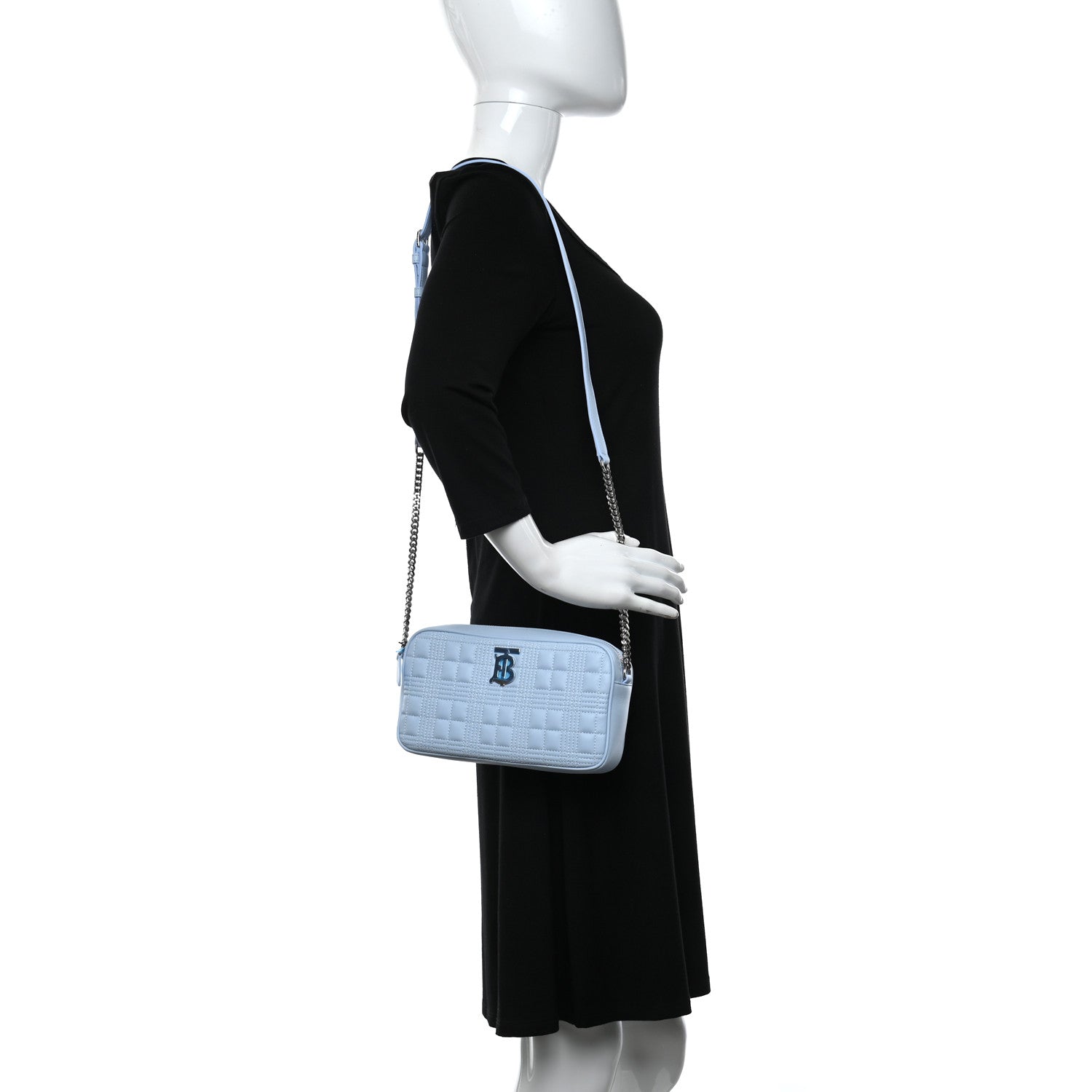 Burberry Lambskin Quilted Camera Bag Pale Blue 2 of 9