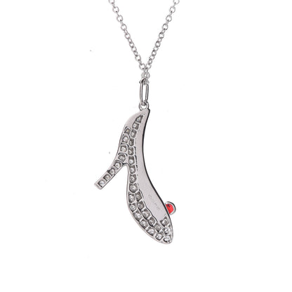 Tiffany Platinum Diamond High Heel Stiletto Shoe Pendant Necklace 5 of 8