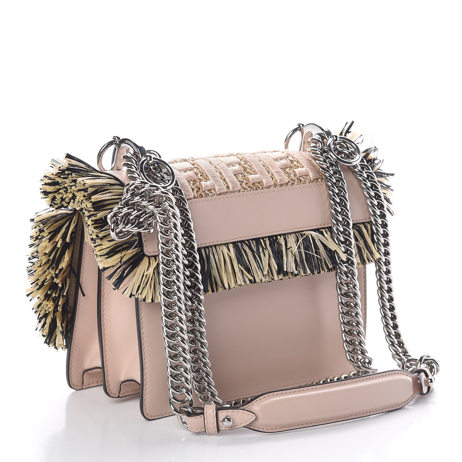 Fendi Calfskin Raffia F is Fendi FF Small Kan I Shoulder Bag Plaster Multicolor 3 of 10