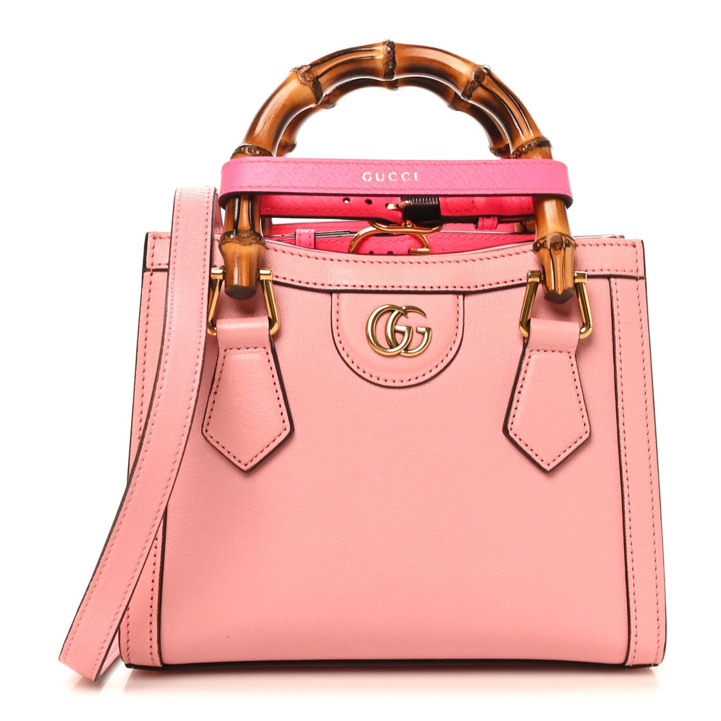 Wonka Grain Calfskin Mini Diana Tote Bag Wild Rose Fuxia Fluo