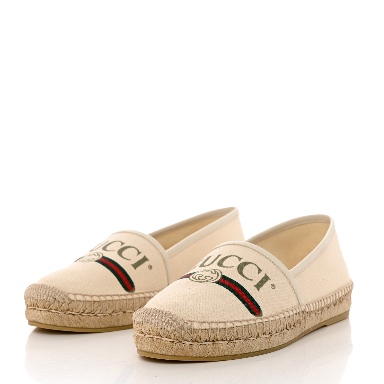 Gucci Canvas Logo Espadrilles 38.5 Greggio White 3 of 9