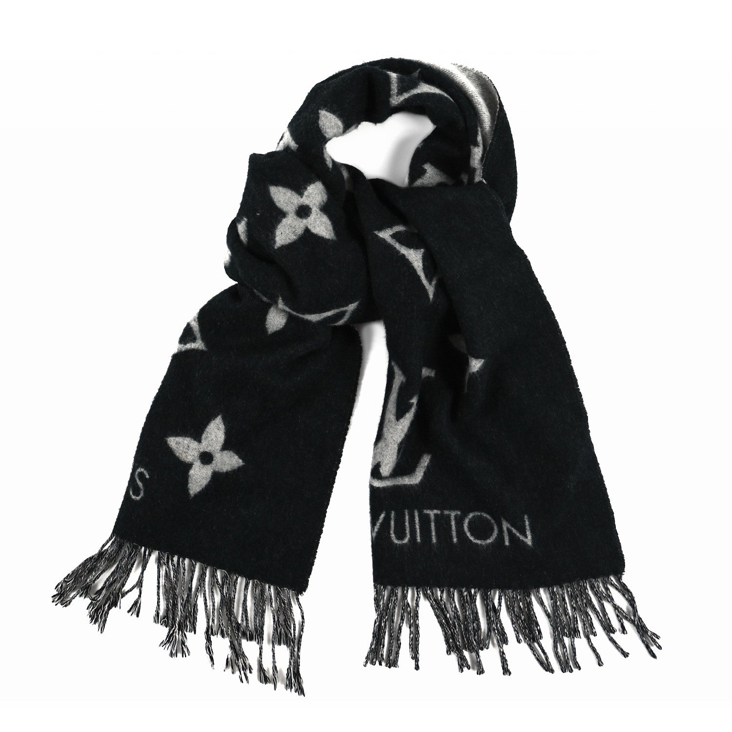 Louis Vuitton Cashmere Monogram Reykjavik Scarf Black 2 of 6