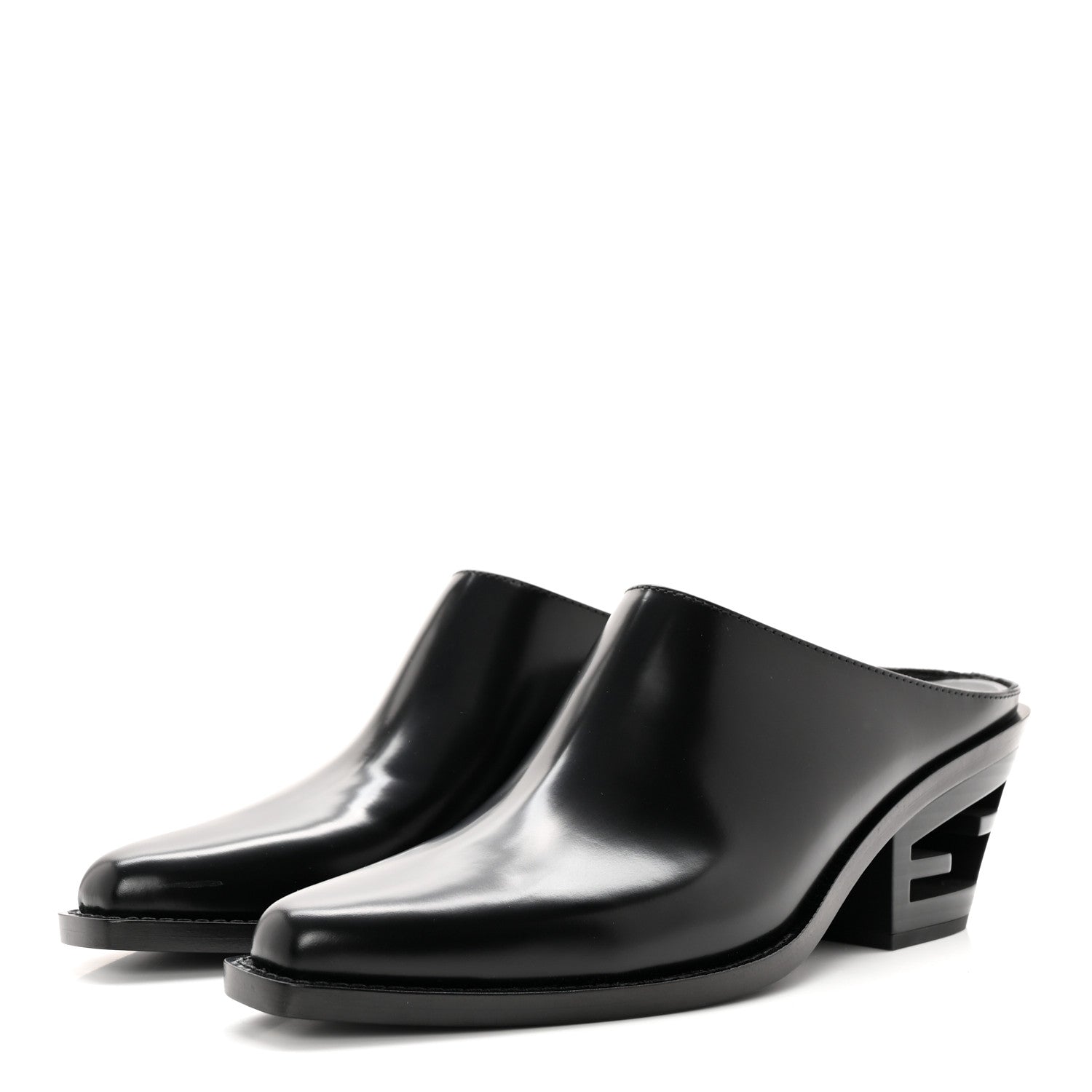 Fendi Vitello Abrasivato FF Cut Mules 38 Black 3 of 13