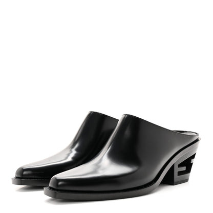 Fendi Vitello Abrasivato FF Cut Mules 38 Black 3 of 13