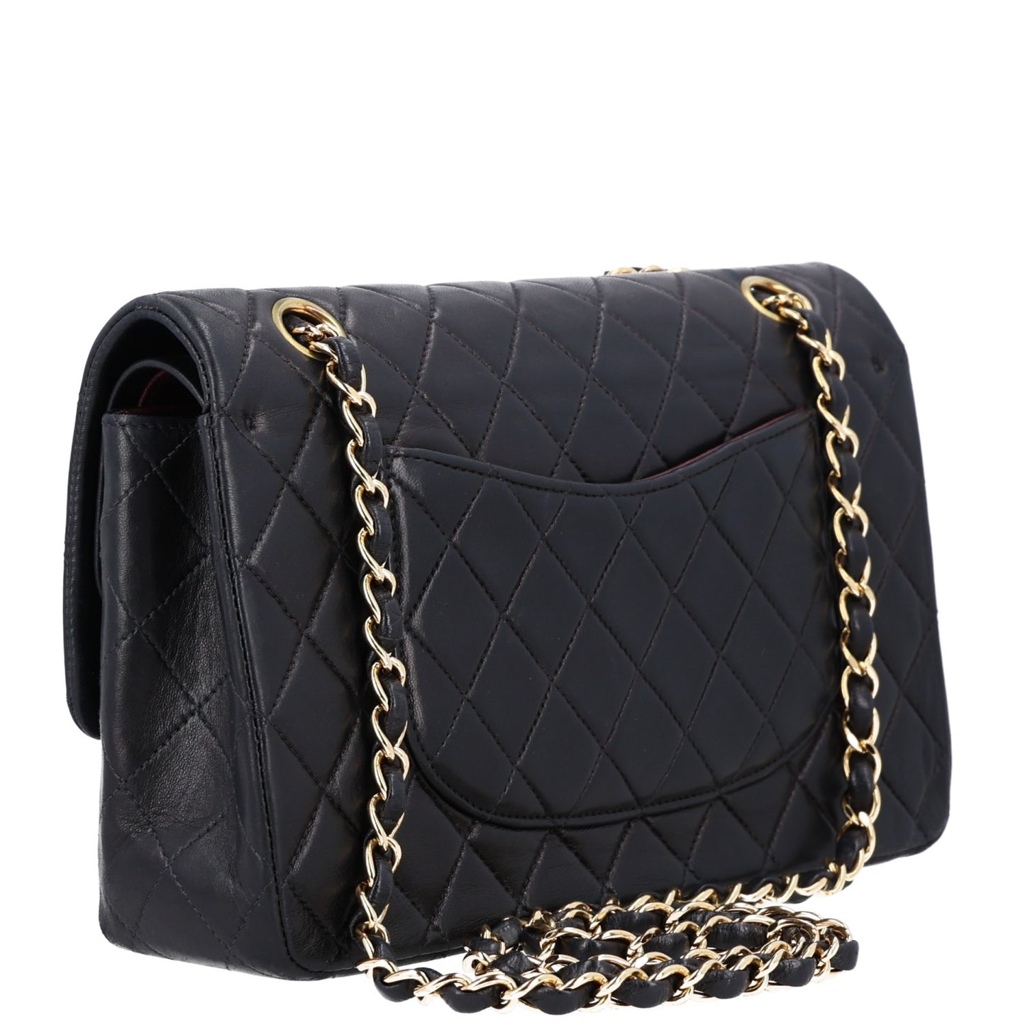 Lambskin Quilted Medium Double Flap Black