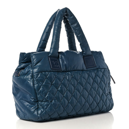 Chanel Nylon Quilted Large Coco Cocoon Reversible Tote Blue 4 of 19