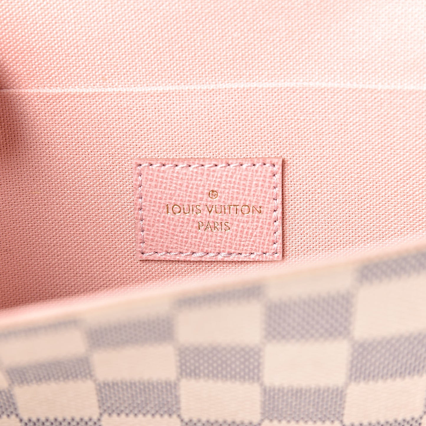 Damier Azur Pochette Felicie Chain Wallet Rose Ballerine
