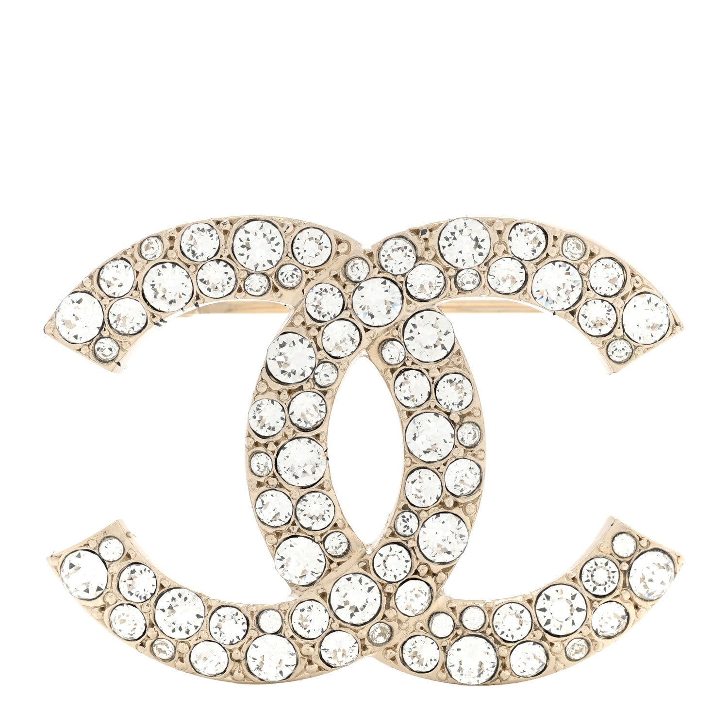 Chanel Crystal CC Brooch Light Gold 1 of 4