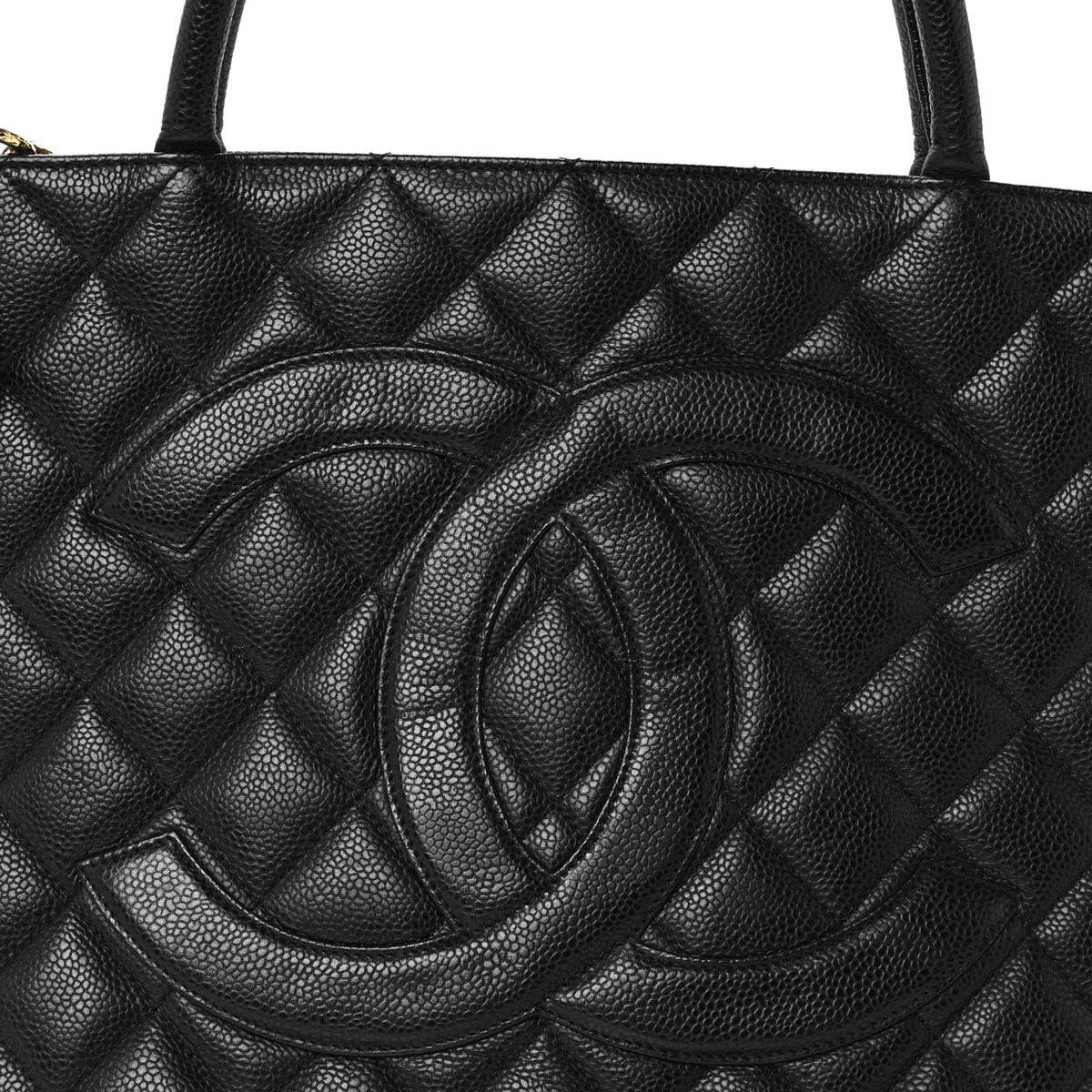 Caviar Quilted Medallion Tote Black