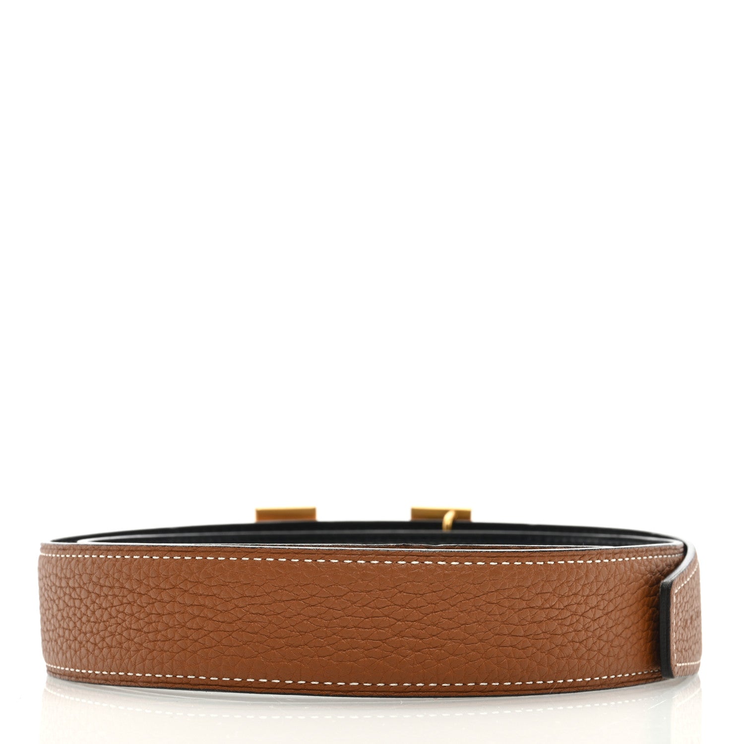 Hermes Togo Box 32mm H Belt 80 32 Black Gold 2 of 4