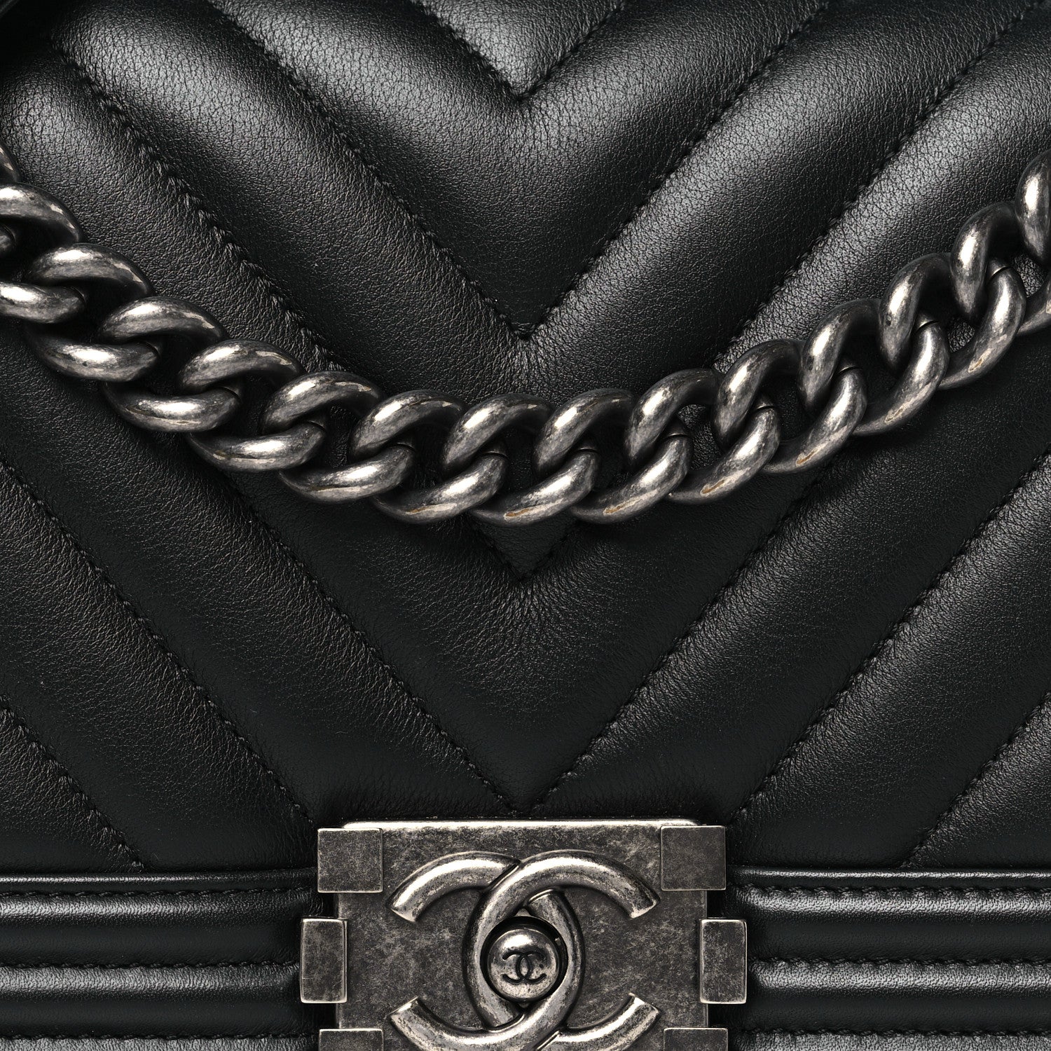Chanel Calfskin Chevron Quilted Medium Boy Flap Black 8 of 11
