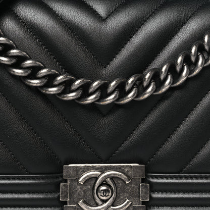 Chanel Calfskin Chevron Quilted Medium Boy Flap Black 8 of 11