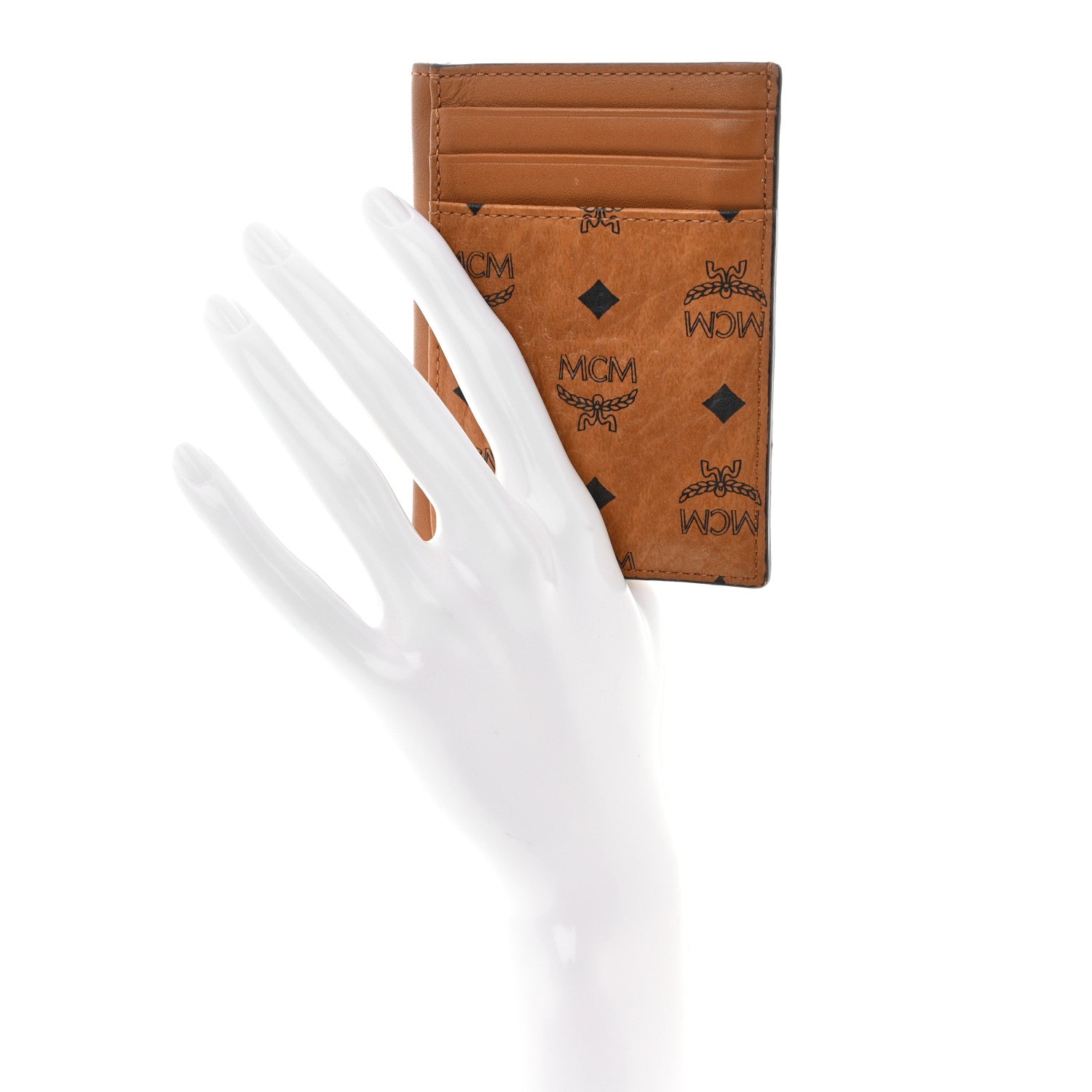 MCM Visetos Money Clip Card Case Cognac 2 of 12