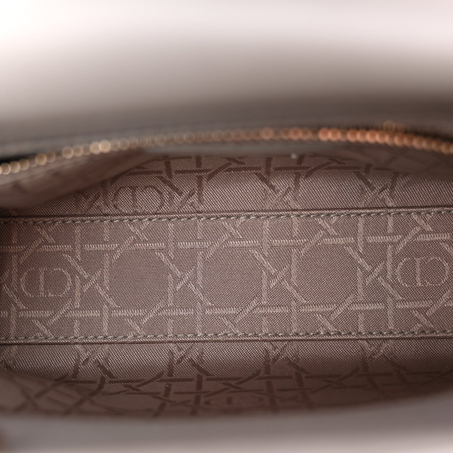Metallic Lambskin Cannage Mini Lady Dior Grey