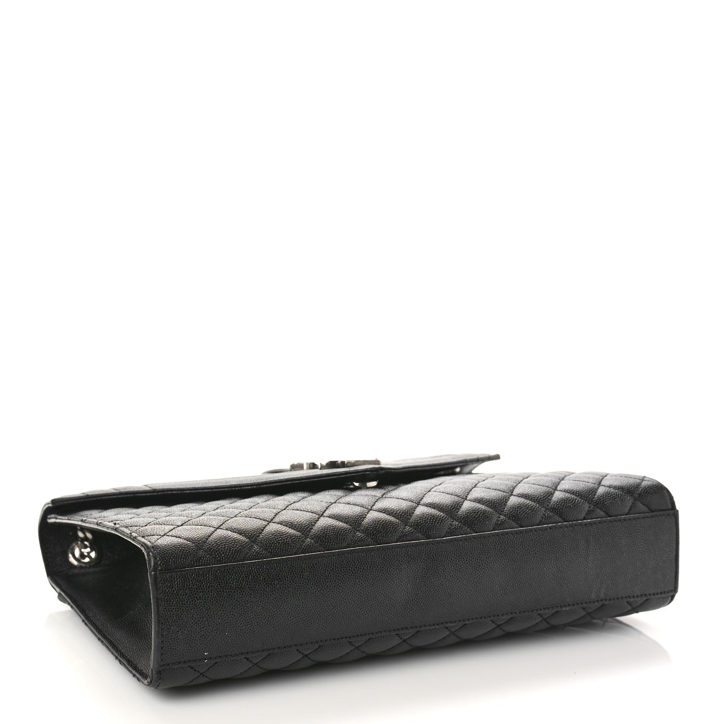 Grain De Poudre Textured Mixed Matelasse Large Triquilt Monogram Satchel Black