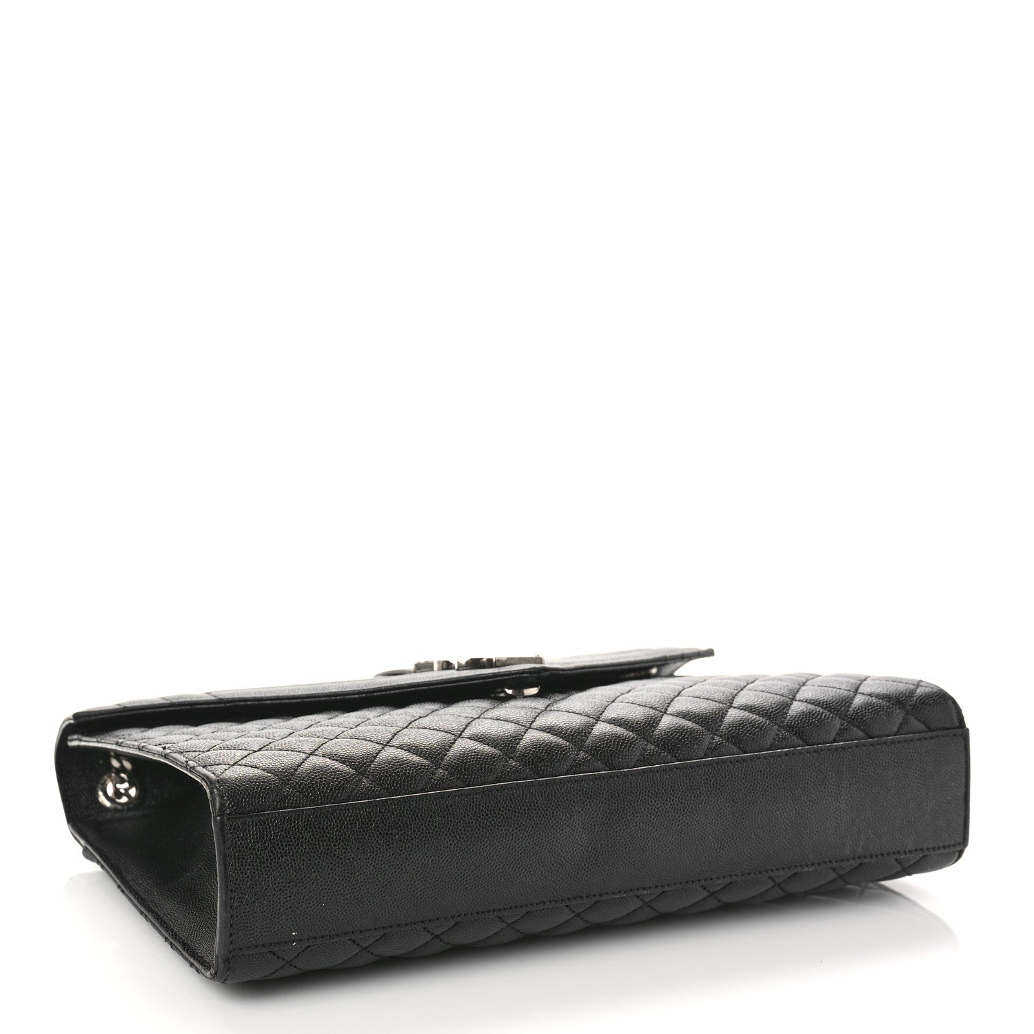 Saint Laurent Grain De Poudre Textured Mixed Matelasse Large Triquilt Monogram Satchel Black 4 of 19