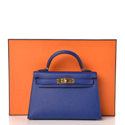 Hermes Epsom Mini Kelly Sellier 20 Bleu Electrique 9 of 9