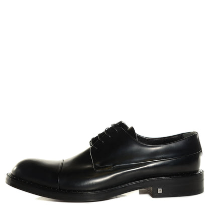 Louis Vuitton Glazed Calfskin Mens Track Captoe Derby Shoes 9.5 Black 1 of 7