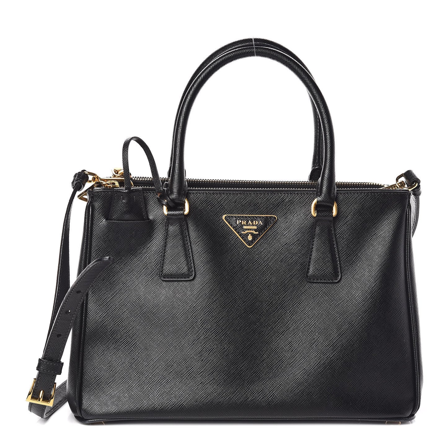 Saffiano Small Galleria Double Zip Tote Black
